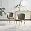 Furniturebox UK Dining Chair - 2x Danica Pale Taupe Beige Velvet Upholstered Dining Chair Gold  Legs - Modern Vintage Glam