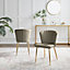 Furniturebox UK Dining Chair - 2x Danica Pale Taupe Beige Velvet Upholstered Dining Chair Gold  Legs - Modern Vintage Glam