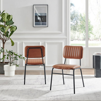 Faux leather modern dining chairs sales