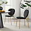 Furniturebox UK Dining Chair - 2x Ivy Black Velvet Upholstered Dining Chair Gold  Legs - Modern Meets Vintage - Round Seat Back