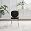 Furniturebox UK Dining Chair - 2x Ivy Black Velvet Upholstered Dining Chair Gold  Legs - Modern Meets Vintage - Round Seat Back