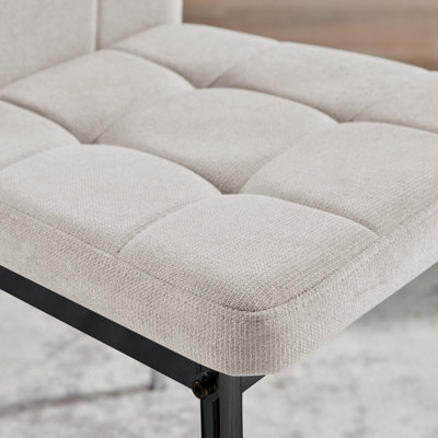 Furniturebox UK Dining Chair - 2x Paloma Cream Fabric Upholstered Dining Chair Black Legs - Contemporary Dining Kitchen Furniture