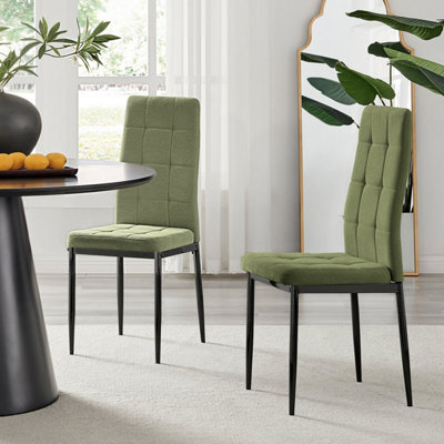 Dark green upholstered on sale dining chairs