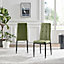Furniturebox UK Dining Chair - 2x Paloma Green Fabric Upholstered Dining Chair Black Legs - Contemporary Dining Kitchen Furniture