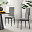 Furniturebox UK Dining Chair - 2x Paloma Grey Fabric Upholstered Dining Chair Black Legs - Contemporary Dining Kitchen Furniture