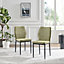 Furniturebox UK Dining Chair - 2x Riya Dark Green Fabric Upholstered Dining Chair Black Legs - Minimalist Dining Kitchen Furniture