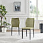 Furniturebox UK Dining Chair - 2x Riya Dark Green Fabric Upholstered Dining Chair Black Legs - Minimalist Dining Kitchen Furniture