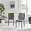 Furniturebox UK Dining Chair - 2x Riya Dark Grey Fabric Upholstered Dining Chair Black Legs - Minimalist Dining Kitchen Furniture