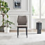 Furniturebox UK Dining Chair - 2x Riya Taupe Beige Fabric Upholstered Dining Chair Black Legs - Minimalist Kitchen Furniture