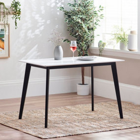 Furniturebox UK Dining Table - Sofia White Dining Table Black Legs - 4 Seater Family Dinner Table - FSC Wood - Made In Ukraine