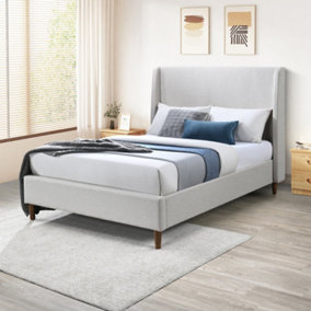 Furniturebox UK Double Bed - 'Hana' Upholstered Cream Modern Double Bed Frame Only (No Mattress) - 100% Recycled Eco Fabric
