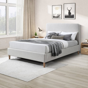 Furniturebox UK Double Bed - 'Romy' Upholstered Cream Double Bed Frame Only (No Mattress) - 100% Recycled Eco Fabric