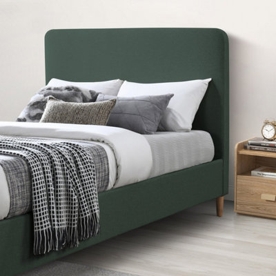 Furniturebox UK Double Bed - 'Romy' Upholstered Green Double Bed Frame Only (No Mattress) - 100% Recycled Eco Fabric