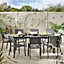 Furniturebox UK Dubai Grey Metal & Wood Effect 8 Seat Outdoor Garden Dining Set, 8 chairs + garden table, Modern Furniture Set