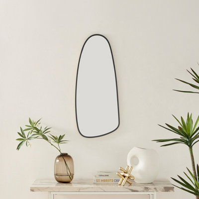 Furniturebox UK Elodie Abstract Pebble Wall Mirror with Black Frame