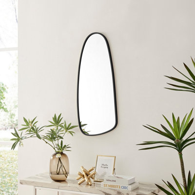 Furniturebox UK Elodie Abstract Pebble Wall Mirror with Black Frame
