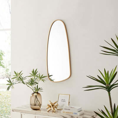 Furniturebox UK Elodie Abstract Pebble Wall Mirror with Gold Frame