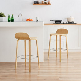 Furniturebox UK Emy Oak Veneer Wooden Bar Chair