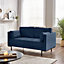 Furniturebox UK Evelyn 2-Seater Velvet Sofa in Navy On Wooden Frame