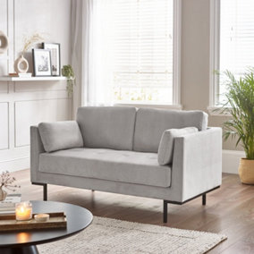 Furniturebox UK Evelyn 2-Seater Velvet Sofa in Taupe Beige On Wooden Frame