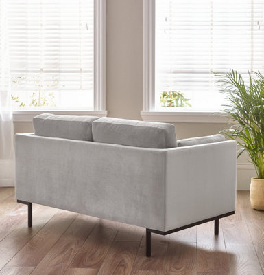 Furniturebox UK Evelyn 2-Seater Velvet Sofa in Taupe Beige On Wooden Frame