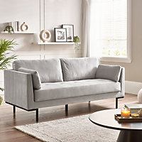 Furniturebox UK Evelyn 3-Seater Velvet Sofa in Taupe Beige On Wooden Frame
