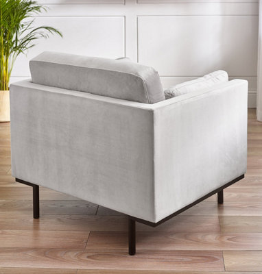 Furniturebox UK Evelyn Soft-Touch Velvet Solid Wood Frame Armchair In Taupe Beige