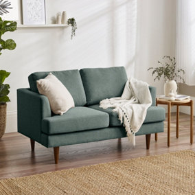 Furniturebox UK Fabric Sofa - 'Fleur' 2 Seater Upholstered Green Sofa - 100% Eco Recycled Fabric - Modern Living Room Furniture