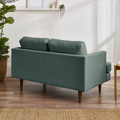 Furniturebox UK Fabric Sofa - 'Fleur' 2 Seater Upholstered Green Sofa - 100% Eco Recycled Fabric - Modern Living Room Furniture