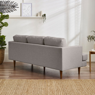 Furniturebox UK Fabric Sofa - 'Fleur' 3 Seater Upholstered Beige Sofa - 100% Eco Recycled Fabric - Modern Living Room Furniture
