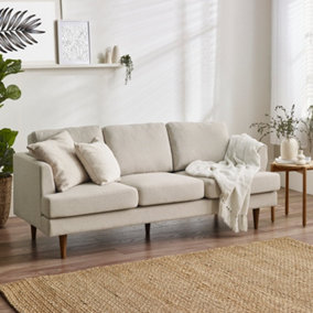 Furniturebox UK Fabric Sofa - 'Fleur' 3 Seater Upholstered Cream Sofa - 100% Eco Recycled Fabric - Modern Living Room Furniture