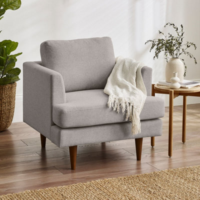 Furniturebox UK Fabric Sofa Set - 'Fleur' Armchair 2 Seater & 3 Seater Upholstered Beige Sofa Set - 100% Eco Recycled Fabric