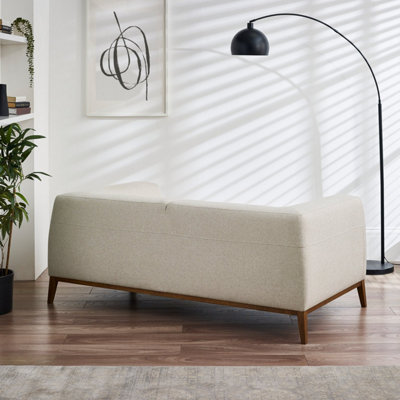 Furniturebox UK Fabric Sofa - 'Zuri' 2 Seater Upholstered Cream Sofa - 100% Eco Recycled Fabric - Modern Living Room Furniture