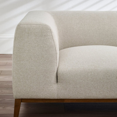 Furniturebox UK Fabric Sofa - 'Zuri' 2 Seater Upholstered Cream Sofa - 100% Eco Recycled Fabric - Modern Living Room Furniture
