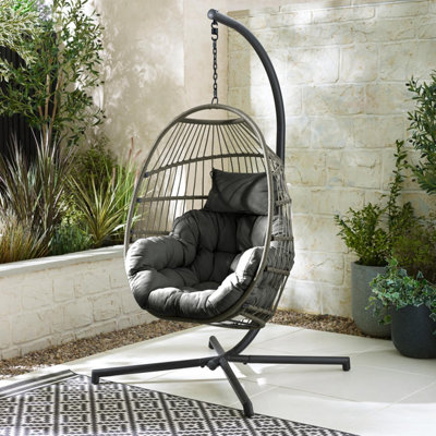 Furniturebox UK Garden Egg Chair Rattan Hanging Egg Chair with