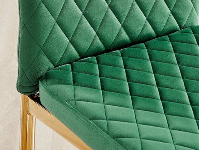 Furniturebox UK Giovani 4 Black Dining Table & 4 Green Velvet Milan Gold Leg Chairs