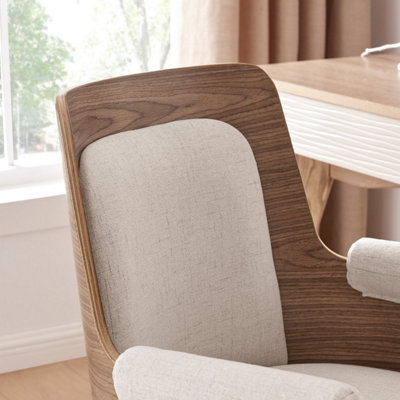 Furniturebox UK Hoomz Cream fabric and Wood Office Chair