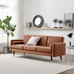 Furniturebox UK Hugo Sofa Bed 3 Seater in Velvet Cinnamon