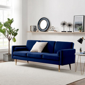 Furniturebox UK Hugo Sofa Bed 3 Seater in Velvet Dark Blue