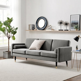 Furniturebox UK Hugo Sofa Bed 3 Seater in Velvet Dark Grey