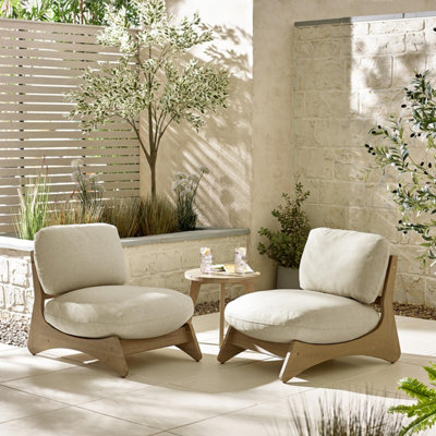 Furniturebox UK Iko Outdoor Set Wood Cream Garden Chairs