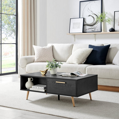 Furniturebox UK Ivala Black & Copper Effect Storage Coffee Table