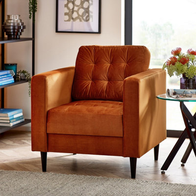 Furniturebox UK Jenna Burnt Orange Velvet Armchair — free download