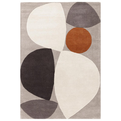 Furniturebox UK Jenson Grey Pebble Shapes Rug 160x230