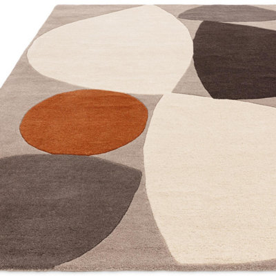 Furniturebox UK Jenson Grey Pebble Shapes Rug 160x230