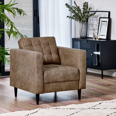 Furniturebox UK Jolene Brown Faux Leather Armchair