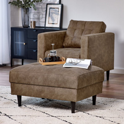 Brown faux leather footstool discount