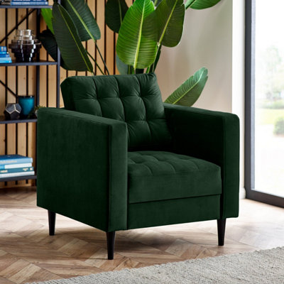 Furniturebox UK Jolene Emerald Green Velvet Armchair