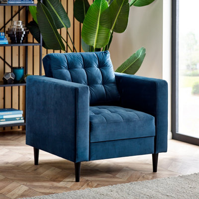 Furniturebox UK Jolene Navy Blue Velvet Armchair