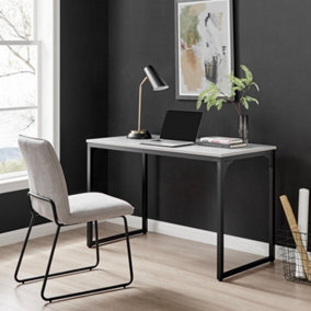 Furniturebox UK Kendrick Grey Marble Effect Desk 120cm for Home Working Study Gaming Office Desk. Elegant Black Leg Melamine Desk